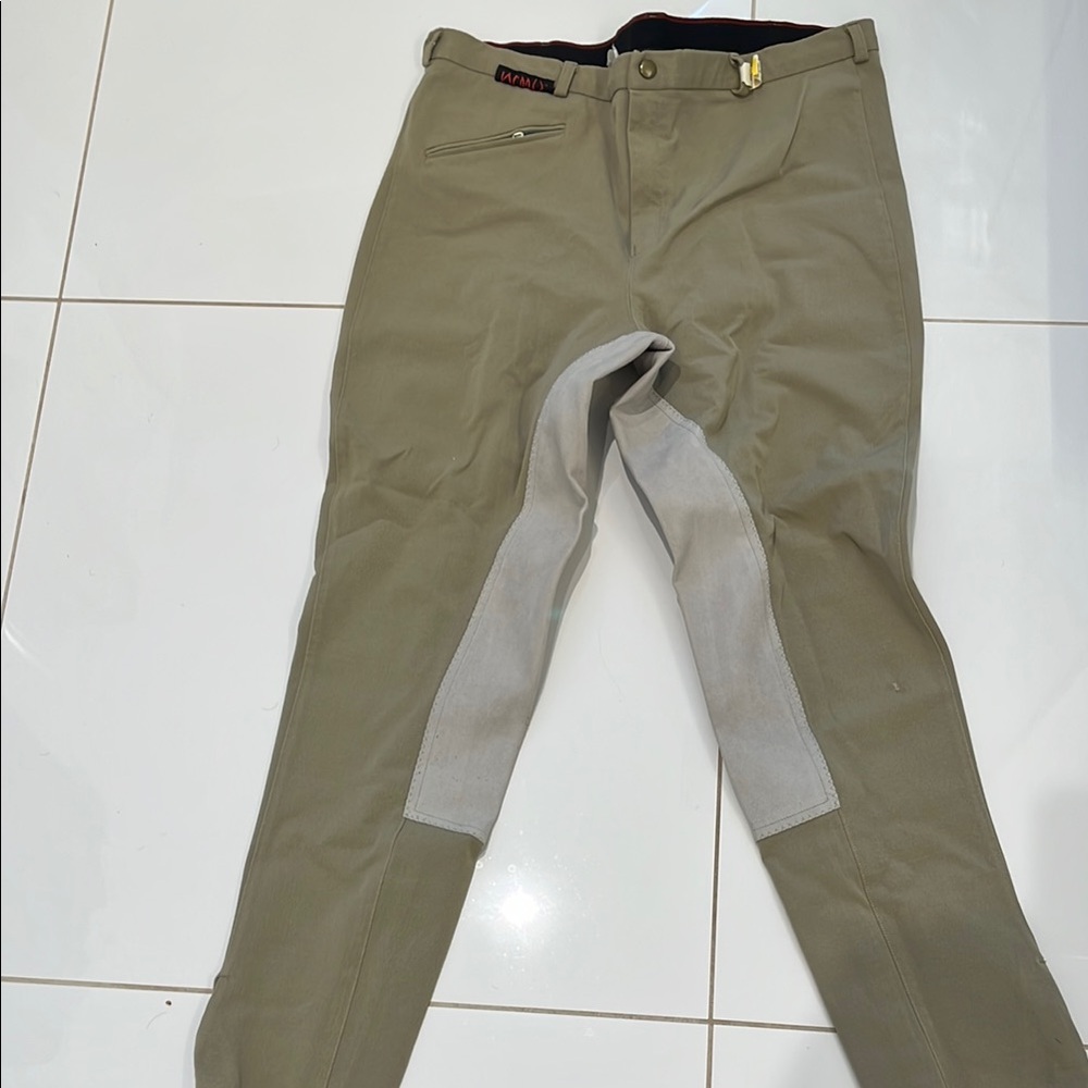 Gray and Green Slim Fit riding pants